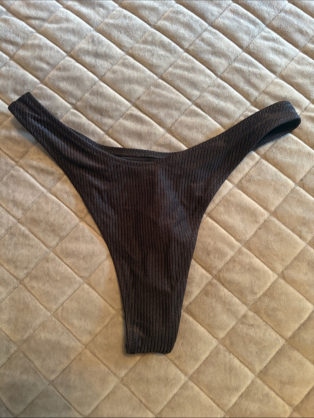 aerie Black Ribbed High-Cut Bikini Bottoms